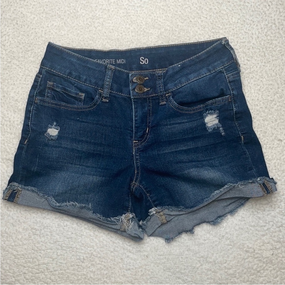 Cut off denim shorts stretch favorite midi So Distressed - Picture 2 of 9